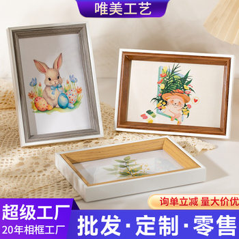 Creative two-color wooden photo frame bracket table diy table 5 inch 6 inch 8 inch A4 picture frame factory wholesale studio hanging