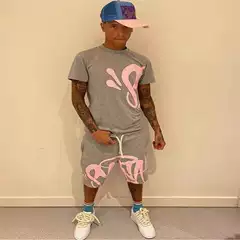 synaWord High STreeT Fashion Hip-hop SuiT Men's 2023 ExporT Popular Trendyy T-shirT PrinTed syna ShorTs