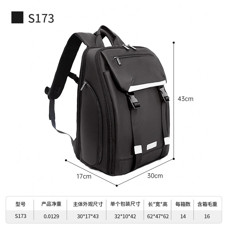Balo Nam OSOCE Đựng Laptop 14 Inch Chống Nước Phong Cách Công Sở Màu Đen