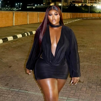 J25St319 European and American Women's Autum New Pure Color Casual Deep V Neck Swing Collar Long-Sleeved Mini Miniskirt Suit