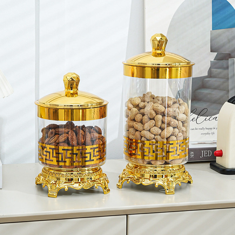 New Style Sealed Small Jar with Lid Transparent Phnom Penh Gold Bottom Round Storage Jar Nut Dried Fruit Finishing Small Box