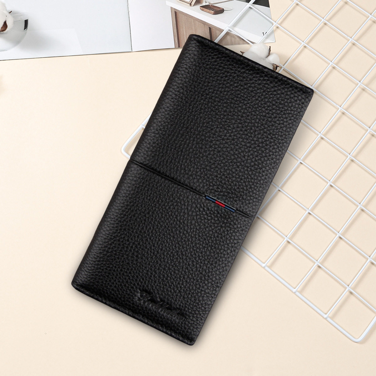 Power Factory Genuine Leather Men's Hand Long Wallet Multi-Card Credit Card Bag Top Layer Cowhide Men's Wallet