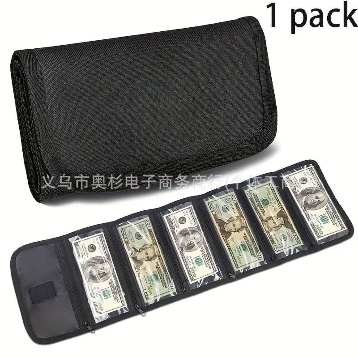 Hot recommend! Practical Cash Storage Bag Wallet with 6 Zippers Waterproof Money Bag Multi-grid Coin Purse