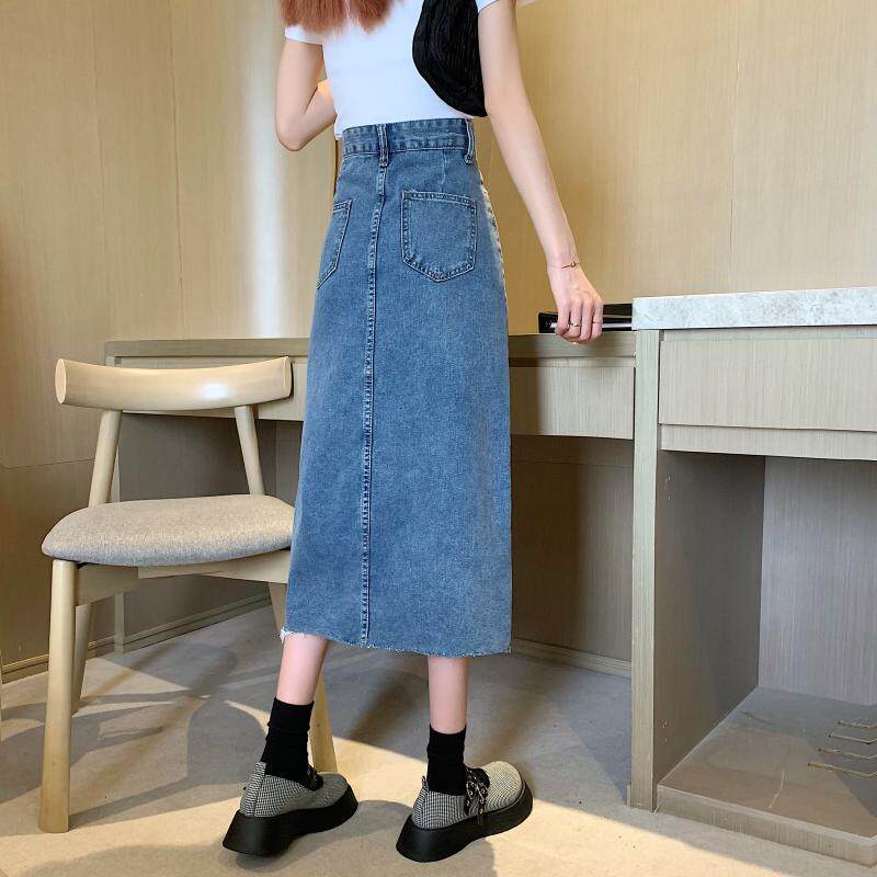 High Waisted Denim Skirt for Women Slim Fit Vintage Style Side Slit Summer Fashion Wholesale Available