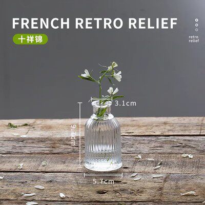跨境热销复古玻璃花瓶插画高级感香薰瓶 透明ins风摆件小花瓶套装