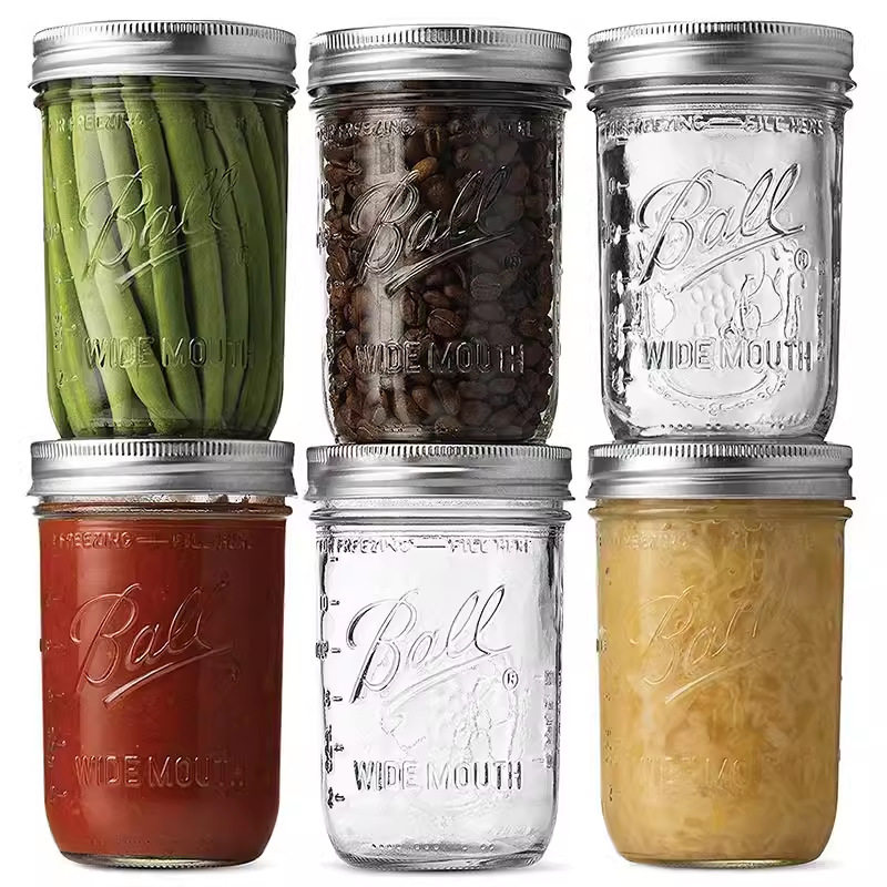 American glass mason jar glass sealed jar bucket grass bottle tea jar storage jar snack Jam bottle jar breakfast cup