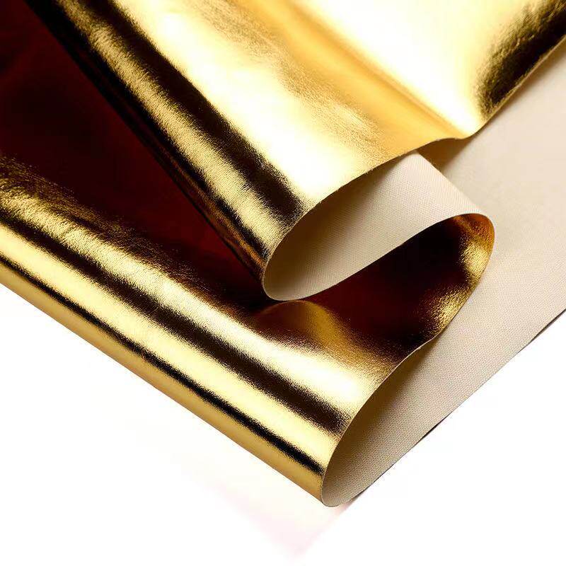 Pu101 grain metallic leather gold film highlight glitter bright leather 61 grain nappa metallic leather patent leather