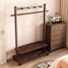 Chinese-Style B&B Storage Mobile Clothes Hanger Solid Wood Floor-Standing Bedroom Coat Rack Living Room Simple Modern Home