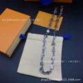 #40 Floral Tag Necklace (White Gold Tone)