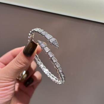 Cross-Border New Micro-Paved Zircon Snake Bracelet Light Luxury Full Diamond Snake Bone Ring Spring Opening Fashion Women's Ring Jewelry