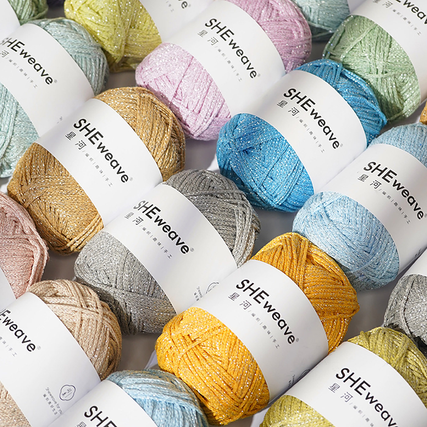 1.5mm Galaxy Pure Cotton Silver Thread DIY Crochet Cotton Thread Bag Crochet Handmade Weaving Thread Hollow Colored Thread