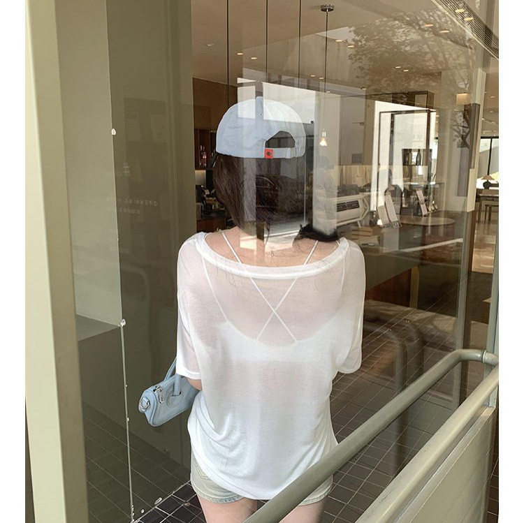 V Neck Tencel Blouse Soft Loose Fit Short Sleeve Pocket Design Summer Casual Wear Wholesale Available
