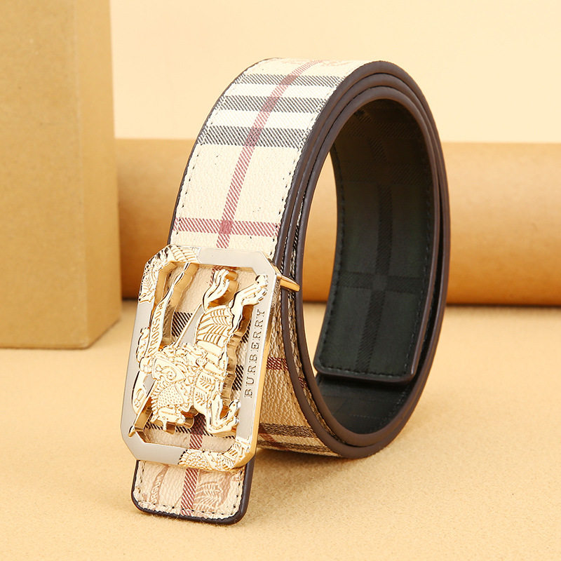 Cross-border wholesale 3.8 width smooth buckle belt fashion business belt jeans belt double-sided use