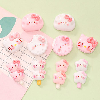Cartoon Cat Dumpling String Sandwich Biscuit DIY Cream Glue Phone Case Keychain Hairpin Resin Jewelry