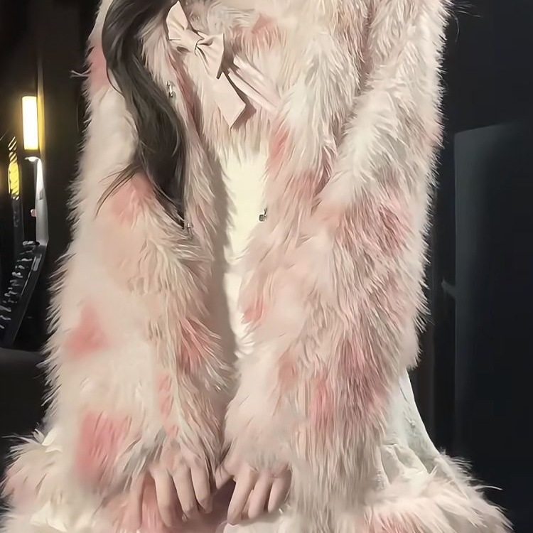 Sweet Girl Versatile Jacket Plush Short Jacket Dress Suit Autumn and Winter Waist Slimming Two-Piece Women's Suit