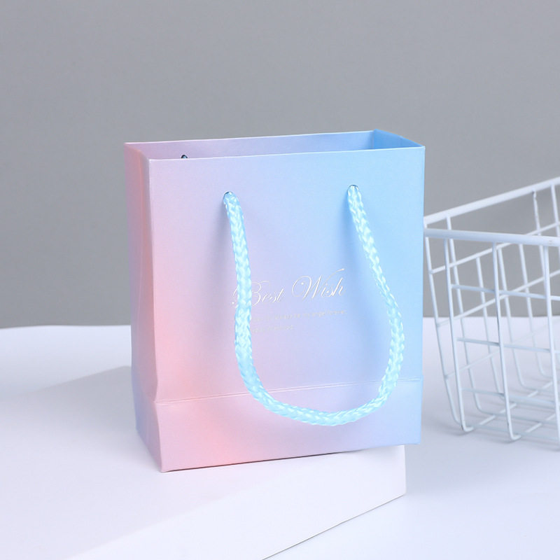 Handbag Gift Paper Bag Gift Clothing Packaging Bag Gradient Solid Color Holiday Gift Bag Accompanying Cowhide Bag