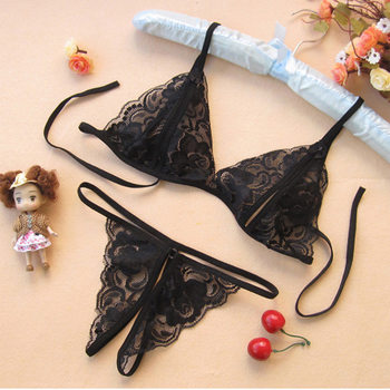 Delicate Mountain Sexy Lingerie, No Need to Take Off, Sexy Women's Transparent Lace Bra and Panties Split Set