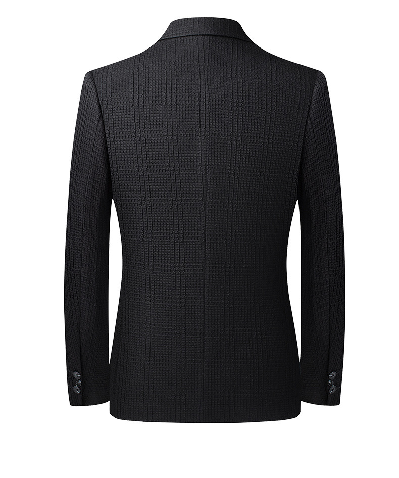 Áo blazer nam dáng ôm vải co giãn thêu họa tiết — Màu đen, Màu cà phê, Màu đỏ