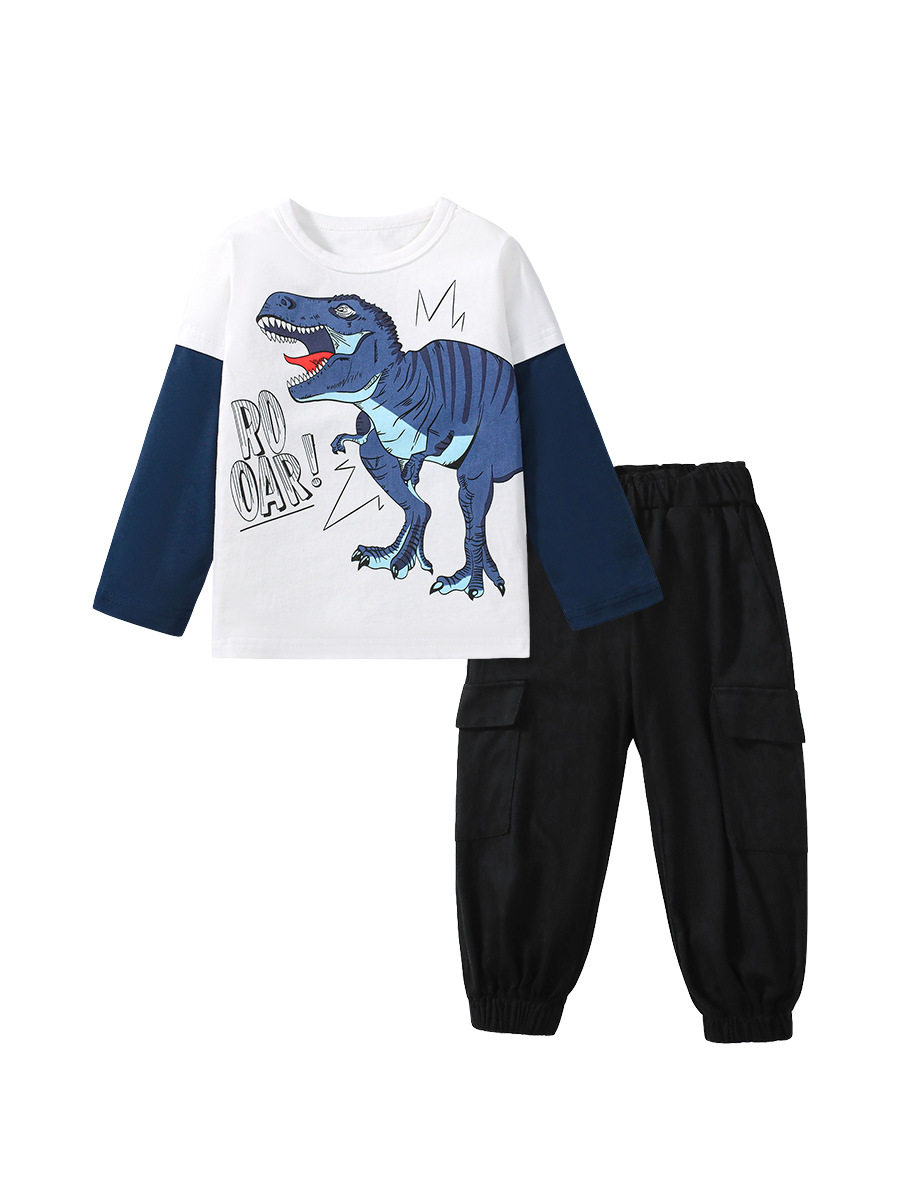 Boys' Autumn Cartoon Set from Source Factory, Cotton Two-Piece Outfit