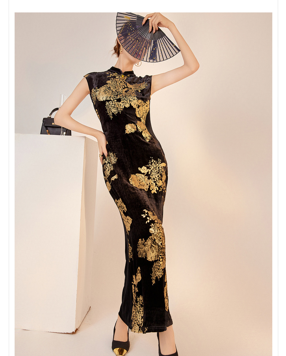 Set áo choàng cape kèm đầm dài thêu hoa họa tiết cây cỏ thanh lịch cho nữ — Váy (giao hàng trong 7 ngày), Áo choàng ngoài (giao hàng trong 7 ngày)