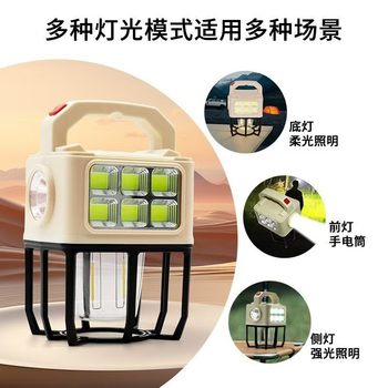 Cross-border new solar LED camping light portable camping light outdoor multifunctional tent light charging treasure