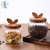 Acacia Wood Glass Tea Cans Homestay Tea Room Scented Tea Candy Sealed Cans Household Snacks Coarse Cereals Storage Bottle