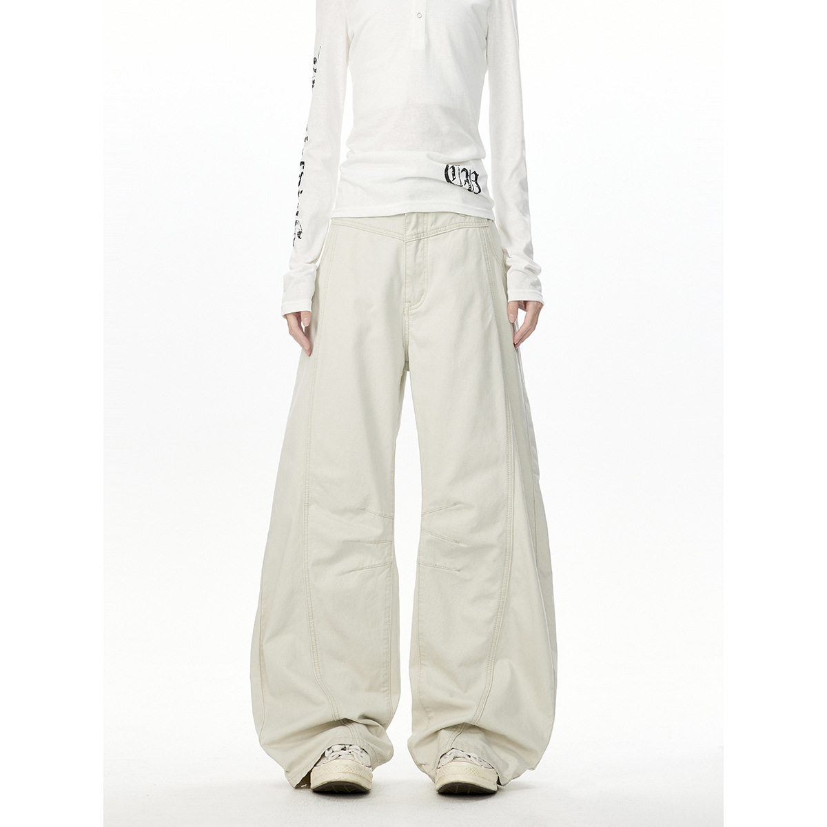 Quần Dài Cotton 100% Lưng Thun Ống Rộng Phong Cách Casual Màu Đen, Trắng, Xám