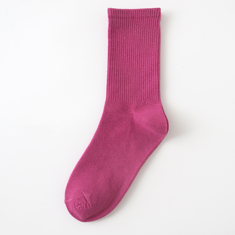 女士秋冬纯色袜糖果色中筒袜ins风彩色堆堆袜棉质街头运动袜