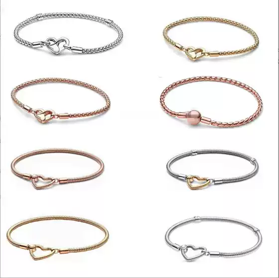Panjia White Copper Silver Plated Snake Bone Chain Thick Silver Love Snake Bone Bracelet Gold Rose Gold Base Chain