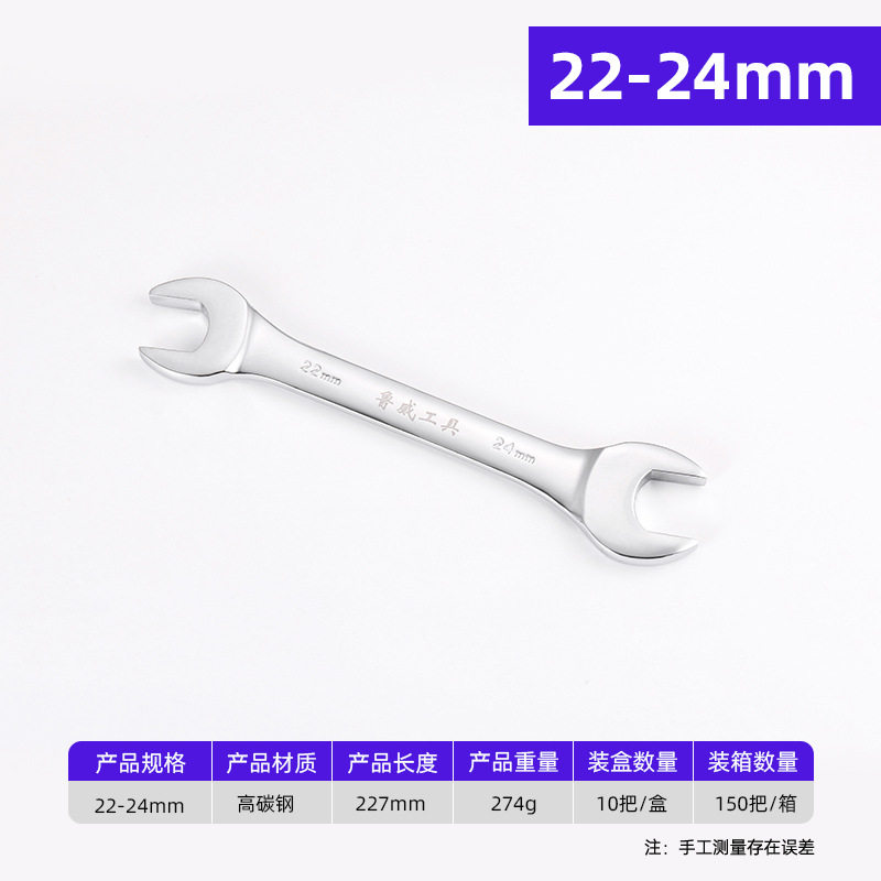 鲁威工具工业级手动开口板手全套工具镜面双头呆扳手开口扳手套装