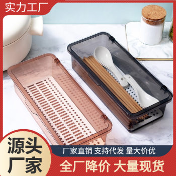 Chopstick Box with Lid, Household Dust-Proof and Draining Chopstick Cage, Kitchen Plastic Chopsticks, Spoons, Cutlery and Cutlery Storage Box