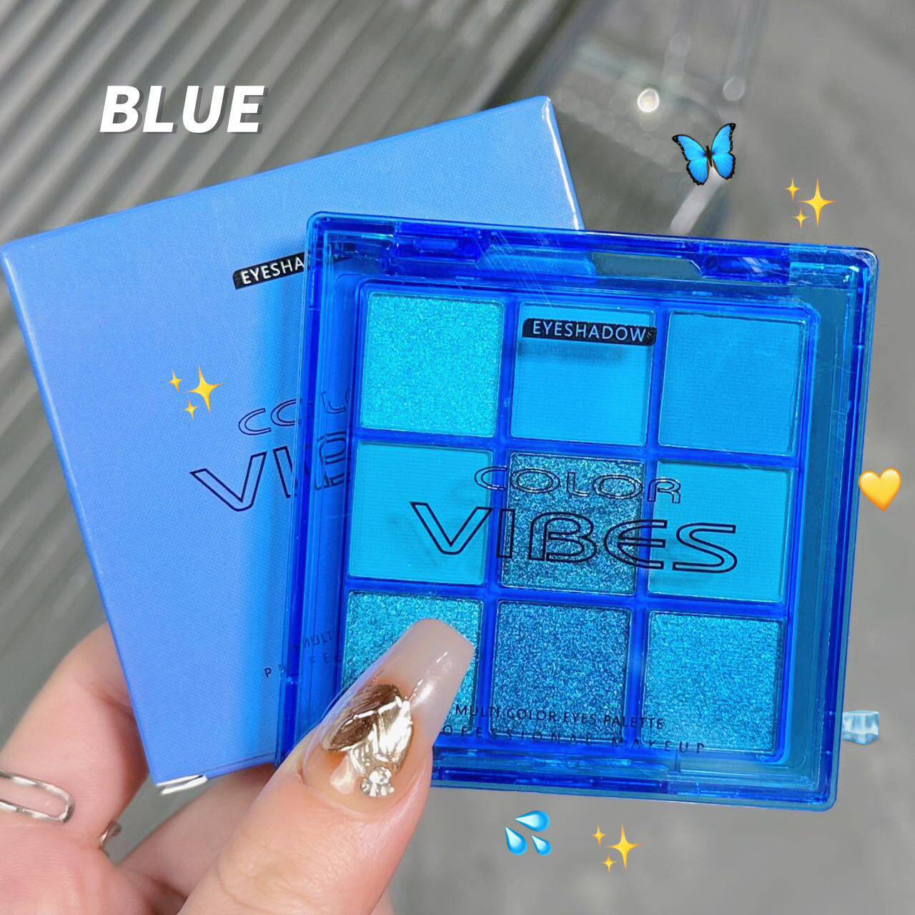 Color vibes Blue Enchantress 9 Color Eye Shadow Klein Blue and Blue Jiugongge Eye Shadow Cross-border Exclusive