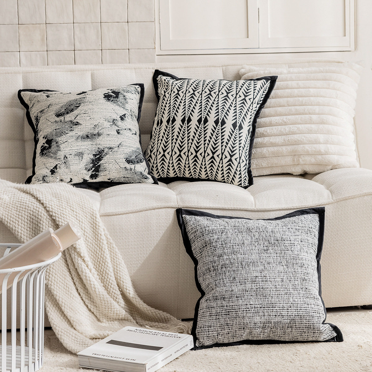 Light French sofa pillowcase ins style modern minimalist living room home pillow bedside cushion bed back pillow