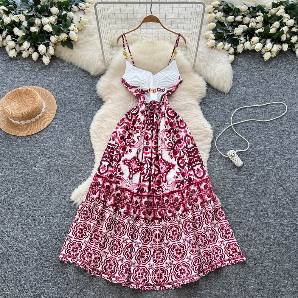 Fashionable Womens Maxi Dress Elegant Floral Print Waist Defining Flattering Fit Autumn Style Wholesale Available