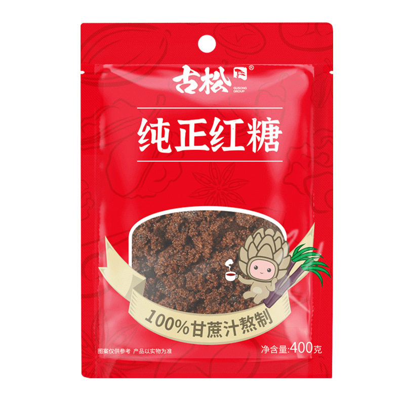 Gusong Brown Sugar Brown Sugar Blocks Pure Cane Sugar Colored Sugar Baking Ingredient Old 400g*1 Bag Wholesale Home Baking