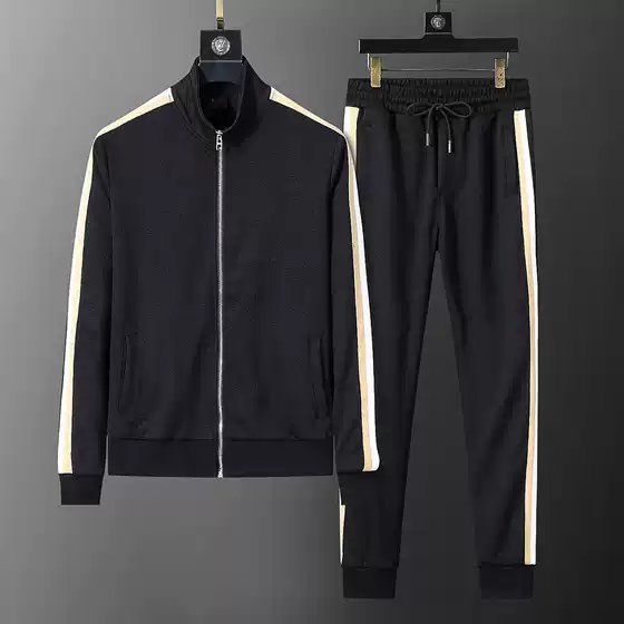 Cross-Border Men's Sports Suit Thickeneded 2025 Autumn and Winter New Trendyy Casual Cardigan Jacket Men's Two-Piece Set