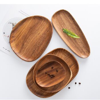 New supply wholesale wooden plate acacia wood irregular plate dish dessert tray creative plate cold dish tableware