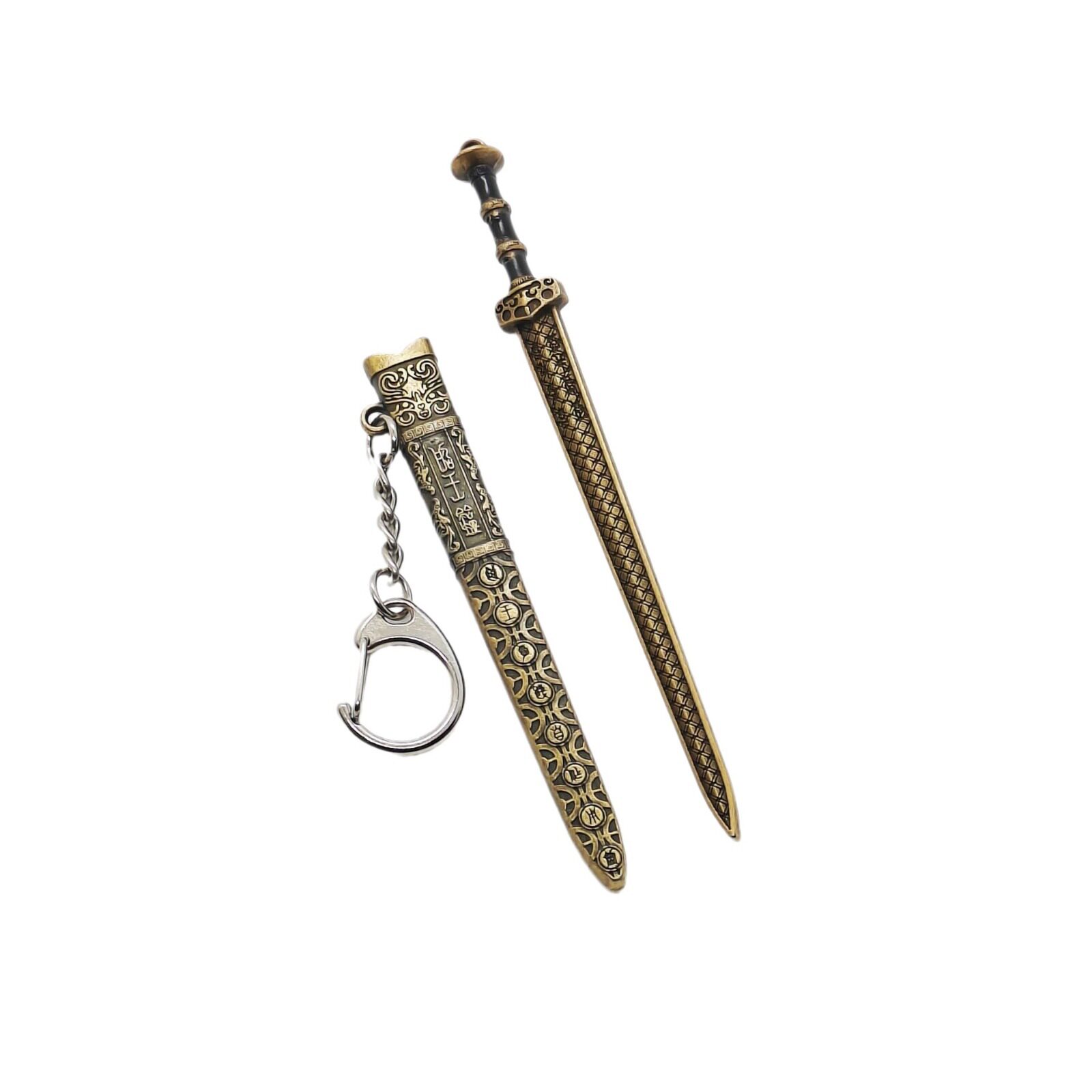 Mini Ancient Famous Sword 12cm Qin King Sword Metal Weapon Ornament Goujian Sword Model Toy Keychain Pendant