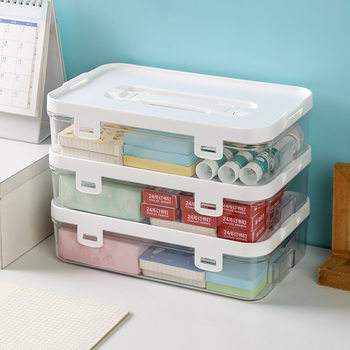 Transparent Overlay Portable Storage Box Desktop Portable Notes Marker Hand Account Tape Post-it Sticker Filing Box