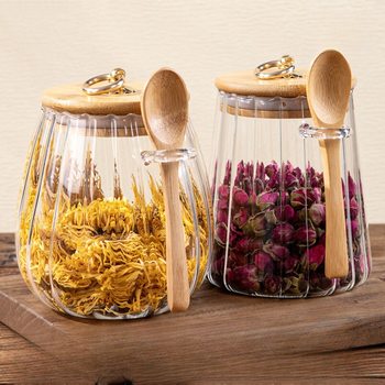 Tea storage sealed tank portable tea storage tank small size scented tea sugar jar high borosilicate glass dried fruit storage tank