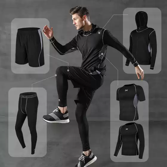 Running Sports Suit Men's Casual Men's Fitness Yoga Clothing Shorts Bodysuit Short-Sleeved Training Sportswear