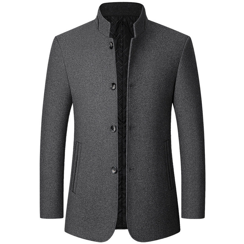 men's woolen jacket men's tunic suit stand collar middle-age...