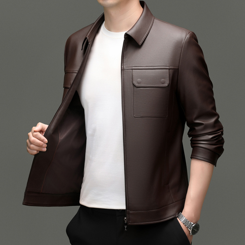 Áo Da Nam Kín Cổ Hàng Mùa Xuân Thu Đông