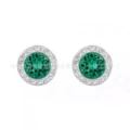 Green crystal roman white gold stud earrings