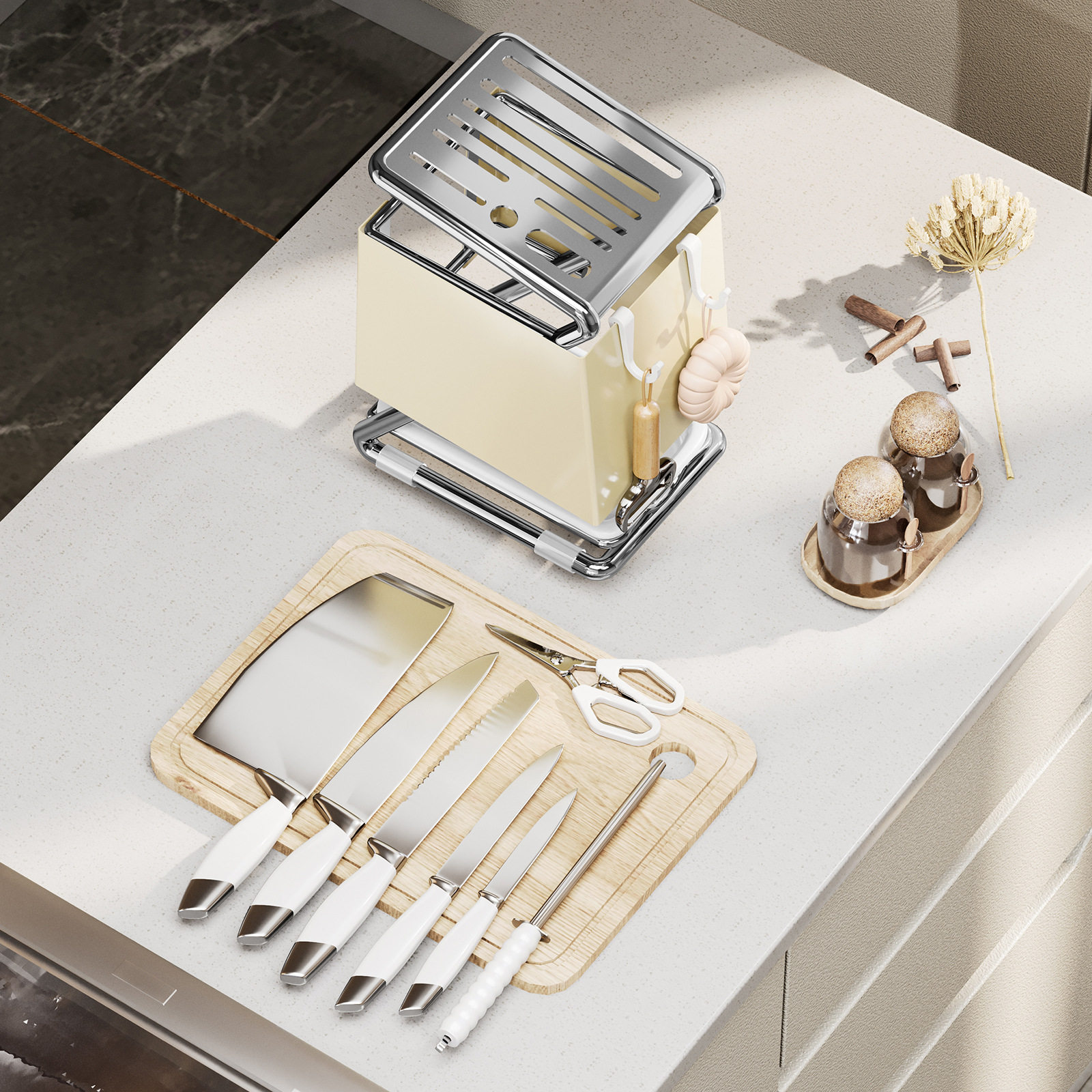 Kitchen Oblique Knife Holder Countertop Chopstick Cage Knife Integrated Kitchen Knife Storage Rack Household Wall-Mounted Knife Holder Storage Rack