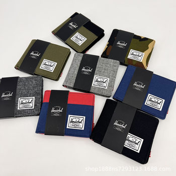 Short Wallet, Trendy Brand Bifold Wallet, Couple Wallet, Color-Blocked Short Wallet