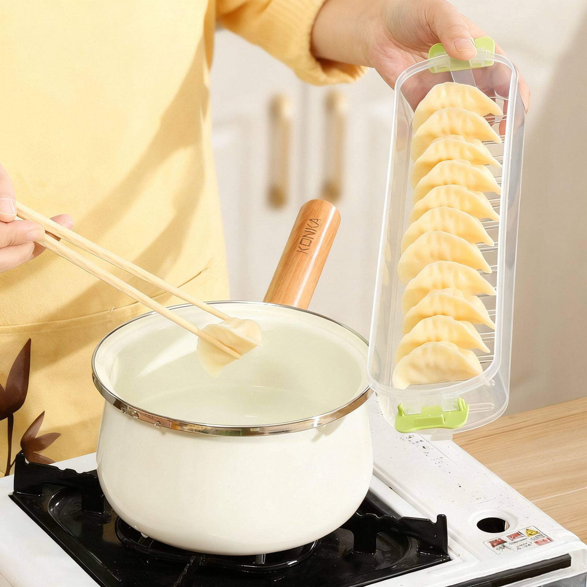 Narrow-Sided Dumpling Box for Frozen Dumplings, Multi-Layer Storage, Non-Stick Bottom, Large Capacity, Refrigerator Preservation, Sealed Dumpling Freezing Box