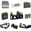 Outdoor Combination Stainless Steel Flower Box Flower Pot Rectangular Flower Trough Flower Stand Iron Flower Bed Flower Box Combination Fence Partition