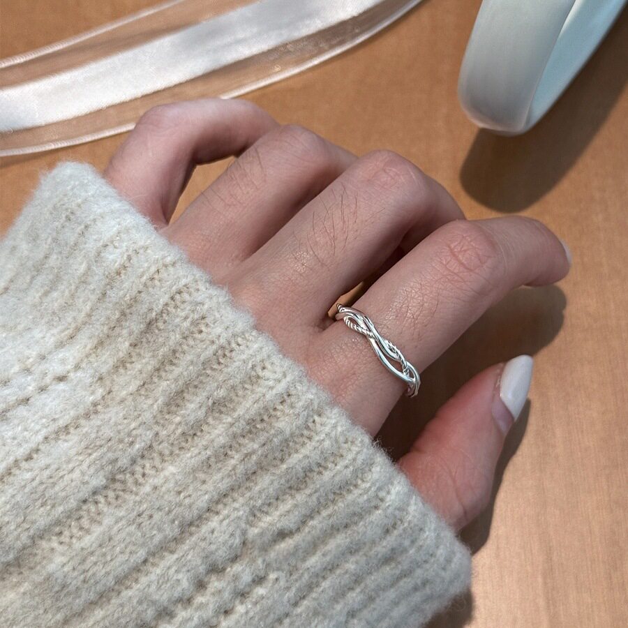 夏季复古重工925纯银戒指女小众轻奢高级感不掉色ins风百搭银饰品