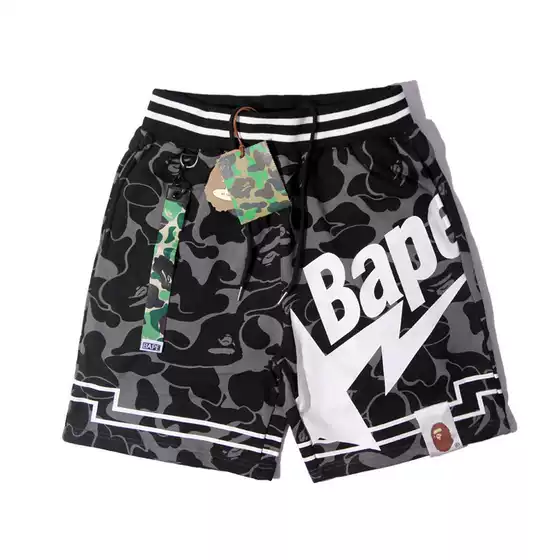 Cross-Border Foreign Trade Trendy Brand Shark Shorts for Men and Women, Classic Camouflage Print, Street Fashion, Loose Casual Five-Point Shorts
